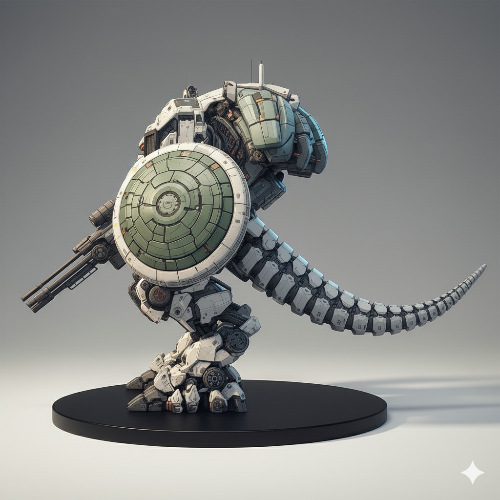 亀っぽい？重装甲メカをnanobananaでプラモデル化♪