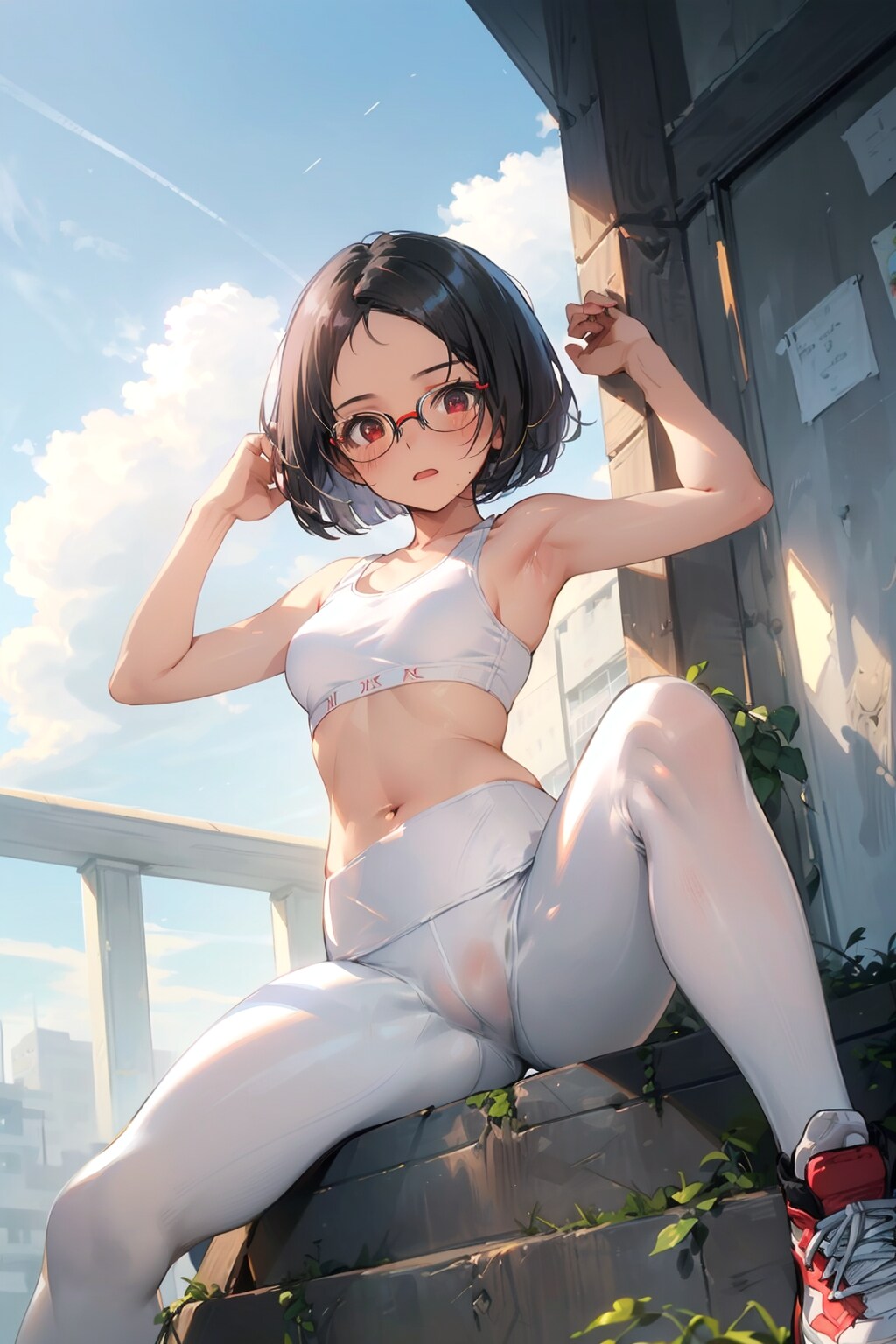 スポーツウェアの眼鏡っ娘