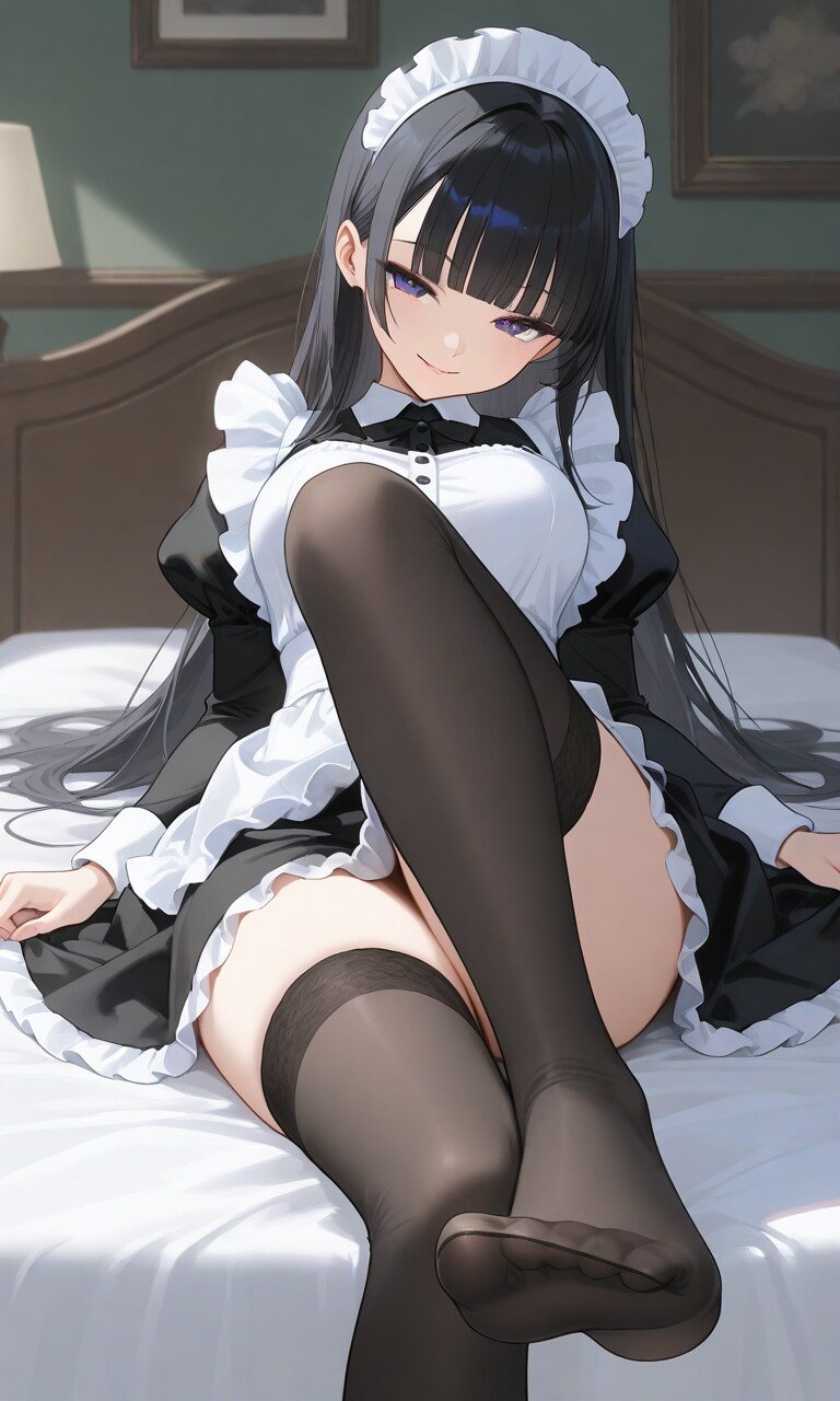 黒髪ロングメイド