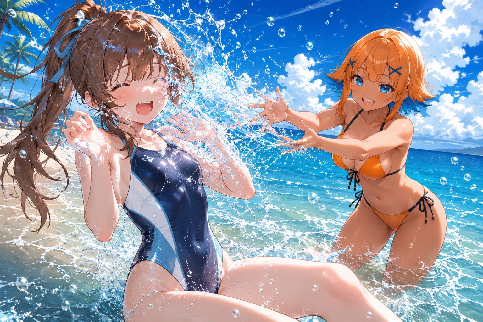 蜜葉さんと空灯さんの水着姿