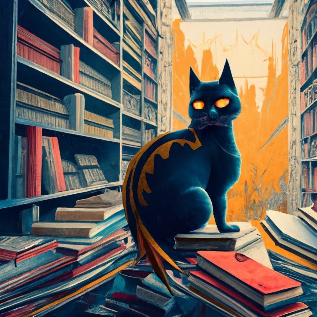 cat looking back Batman