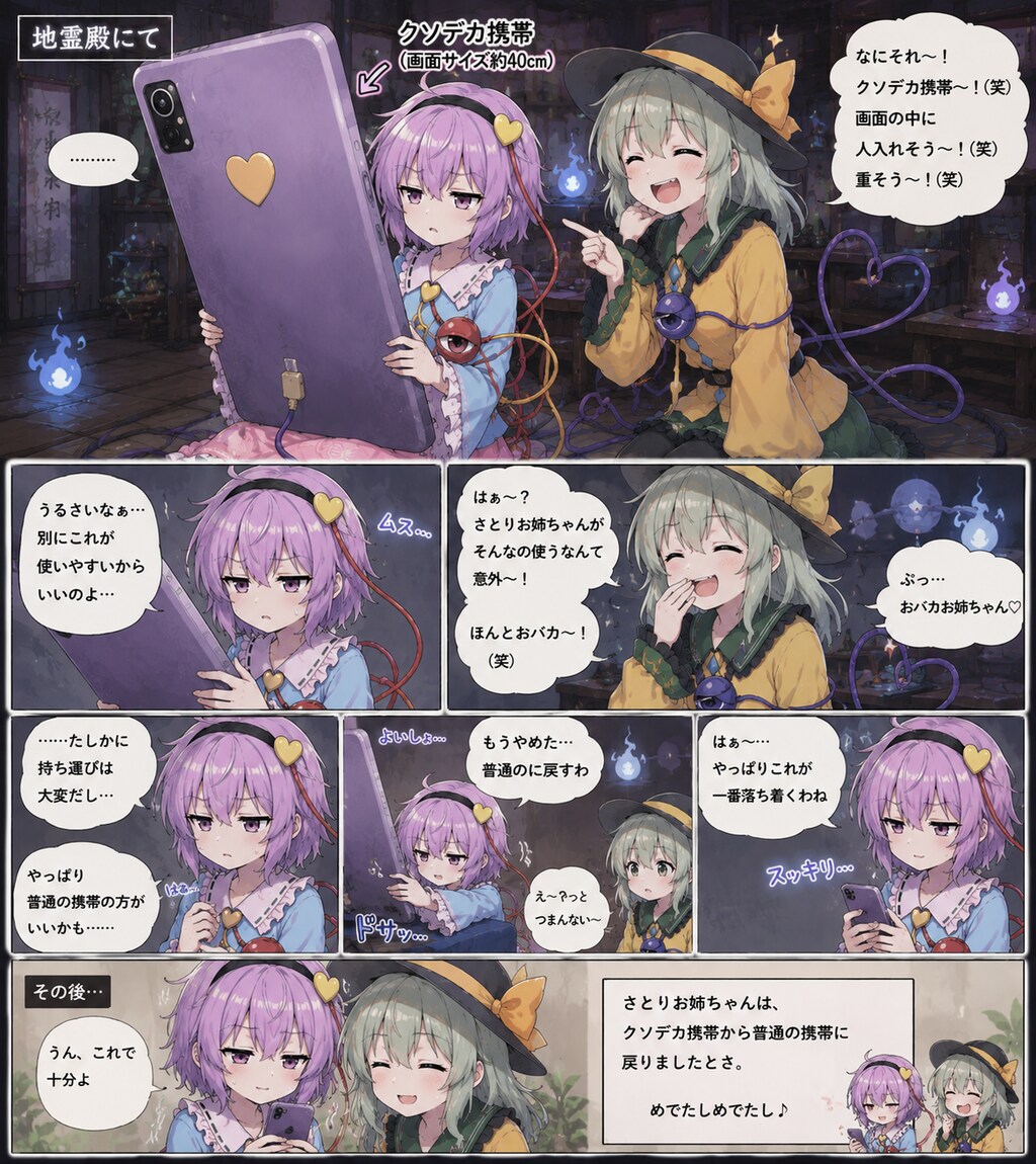 クソデカ携帯を手に入れたさとりちゃん
