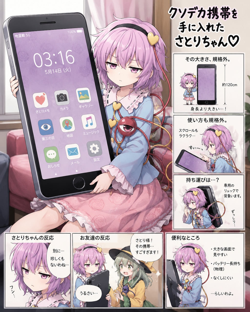クソデカ携帯を手に入れたさとりちゃん