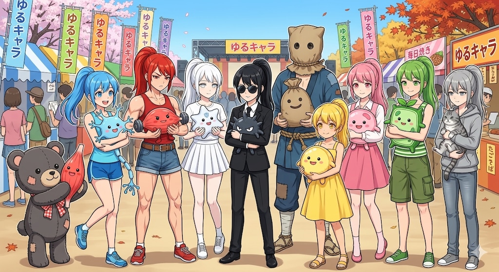 ぽにちゃん、麻袋おじさん＆マスコット 描き分けチャレンジ
