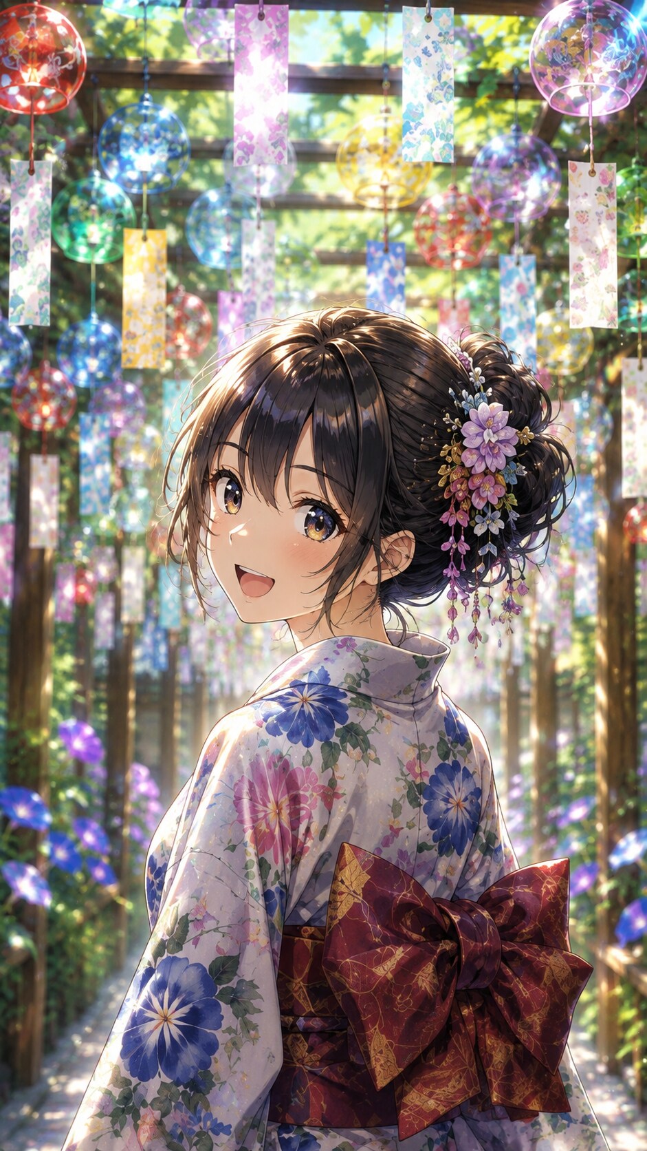 風鈴祭りで微笑む少女 | の人気AIイラスト・グラビア