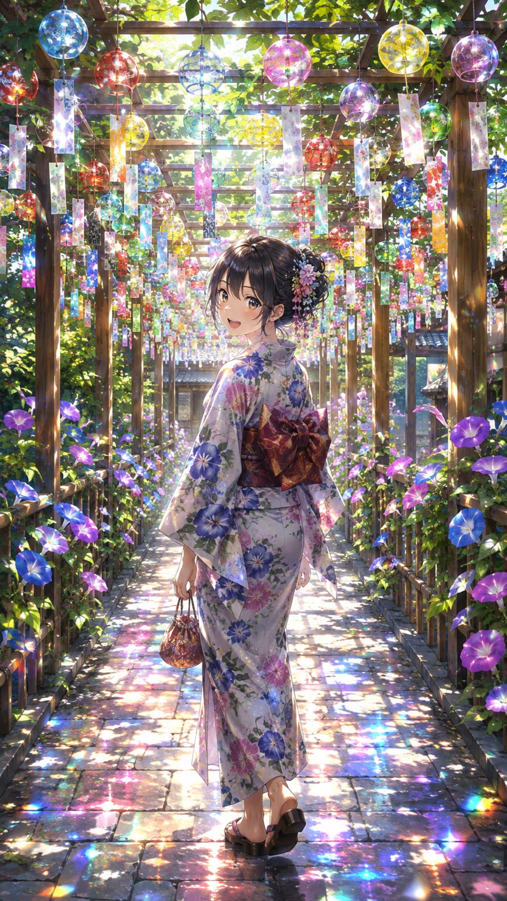 風鈴祭りで微笑む少女