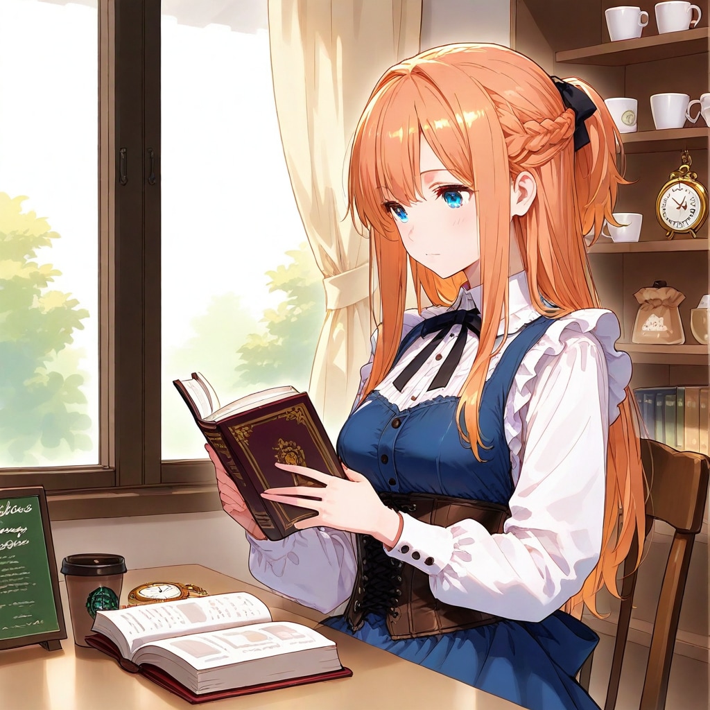 カフェでお勉強する不良店員