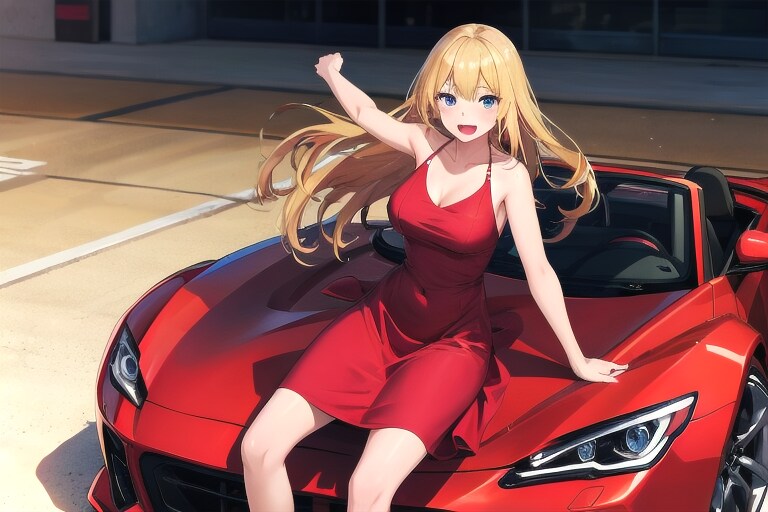 スポーツカーと女の子