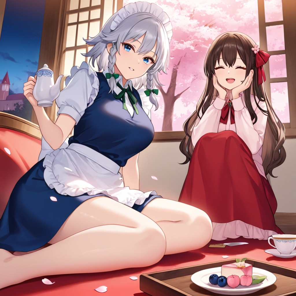 十六夜咲夜&カジュアル霊夢 | の人気AIイラスト・グラビア