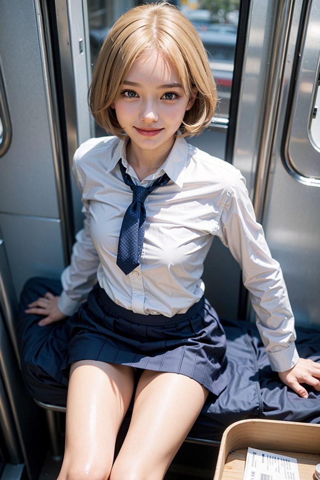 AIイラスト白ギャル貧乳ロリ顔　エロ画像　18歳女子校生海外コスプレイヤー　「お父さんがいると、チンポへの希望が見えるんだ！」