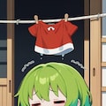 洗濯物と緑髪ちゃん 2枚目