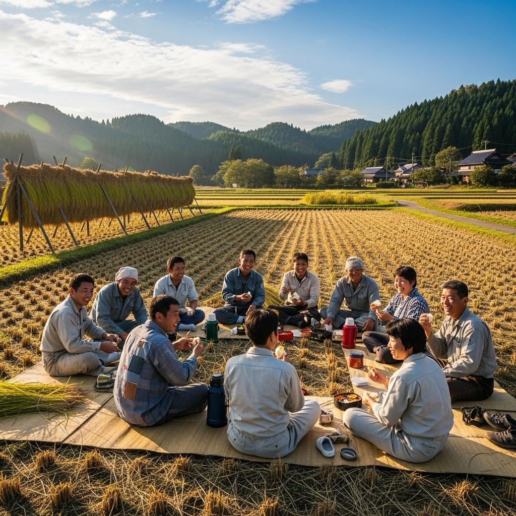 稲刈り　日本の原風景