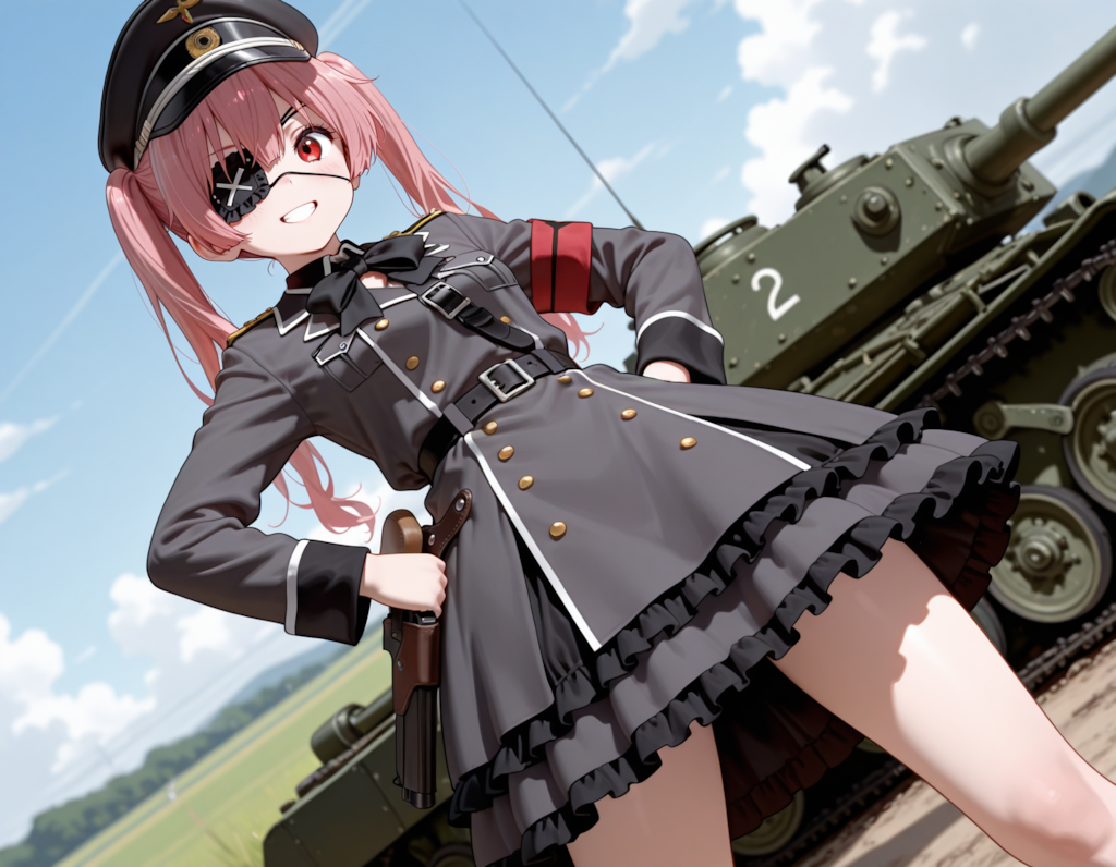 眼帯ミリタリードレスツインテールちゃん