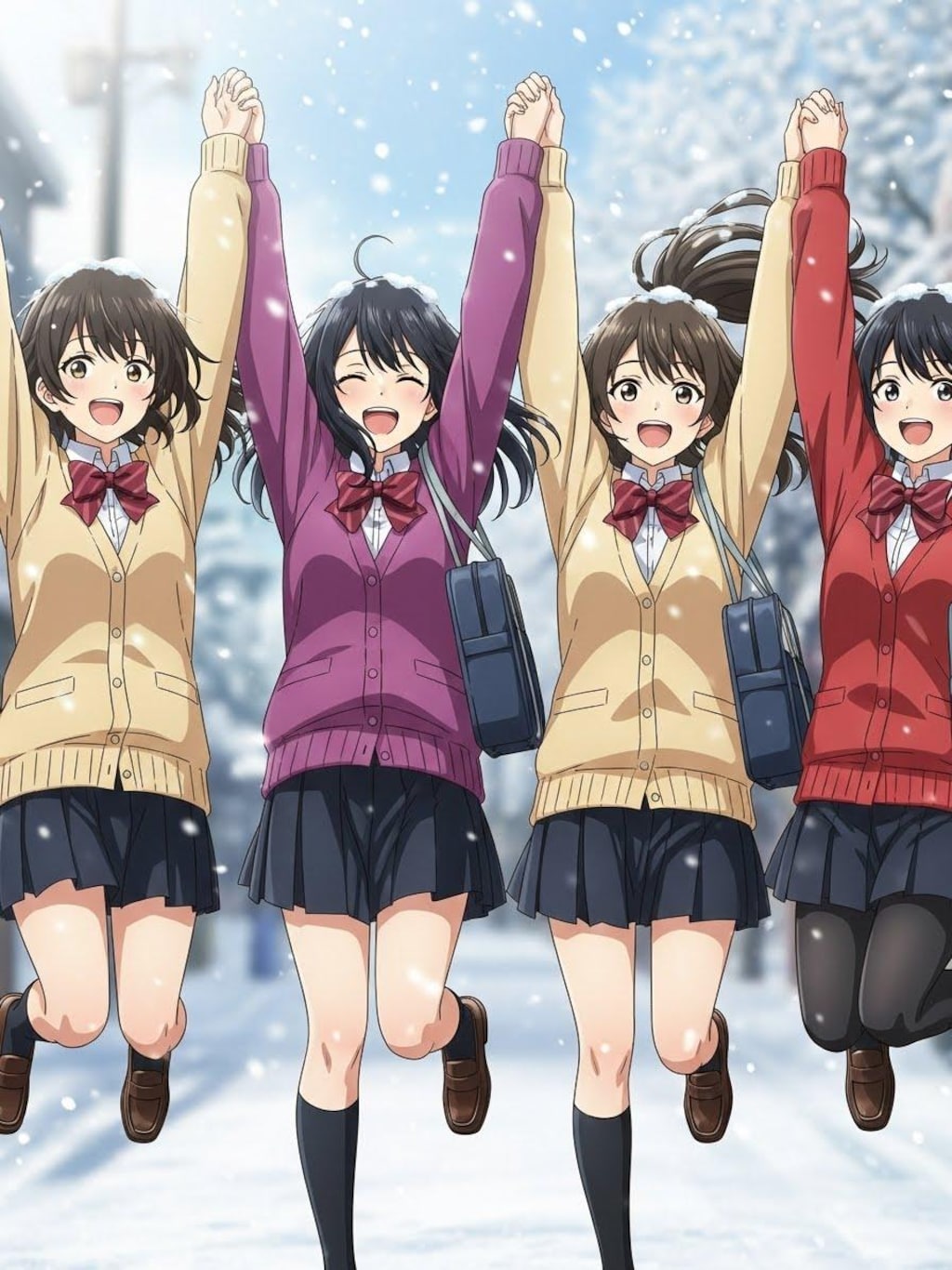 雪にはしゃぐ女子高生⑤