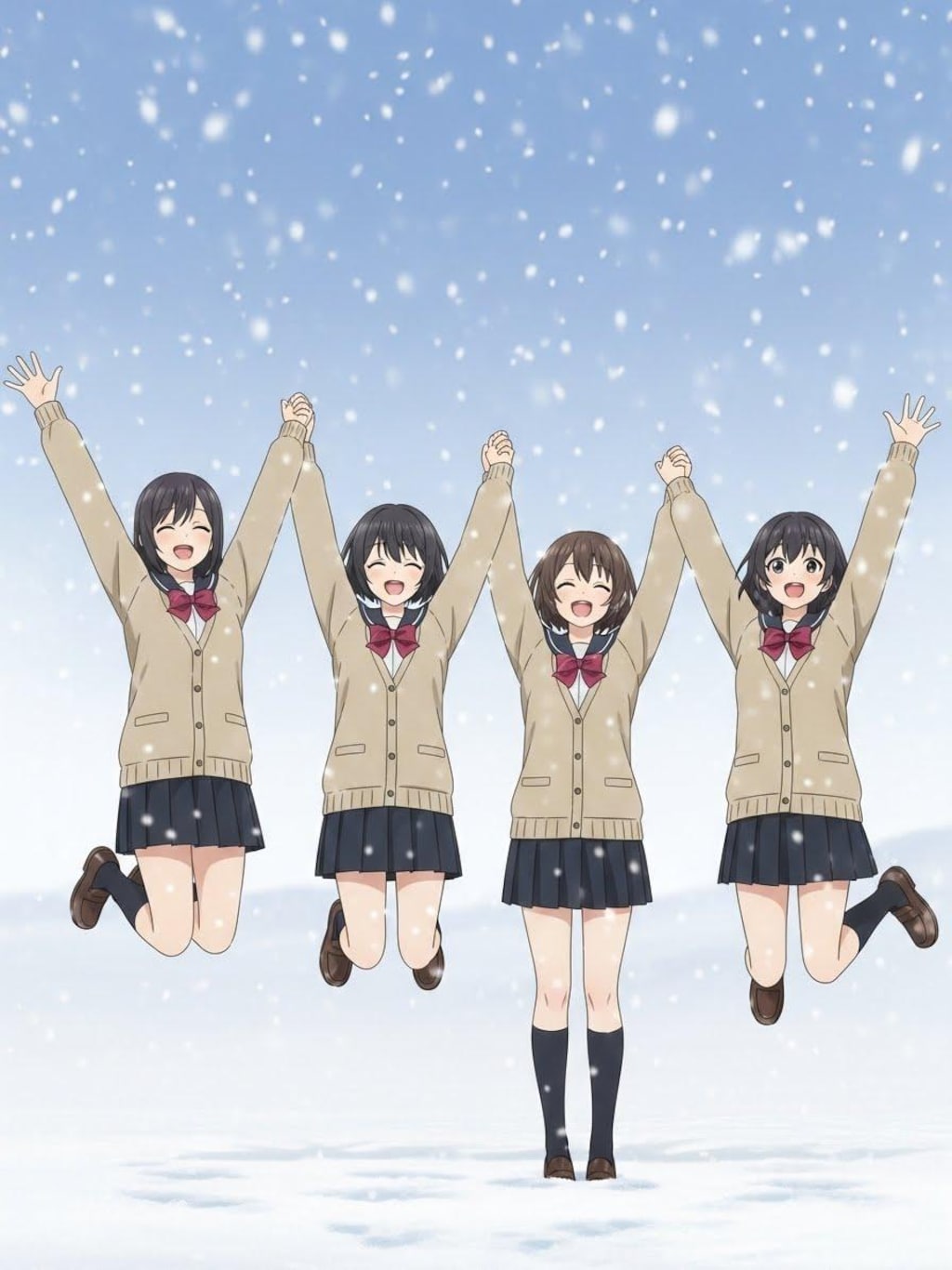 雪にはしゃぐ女子高生⑤