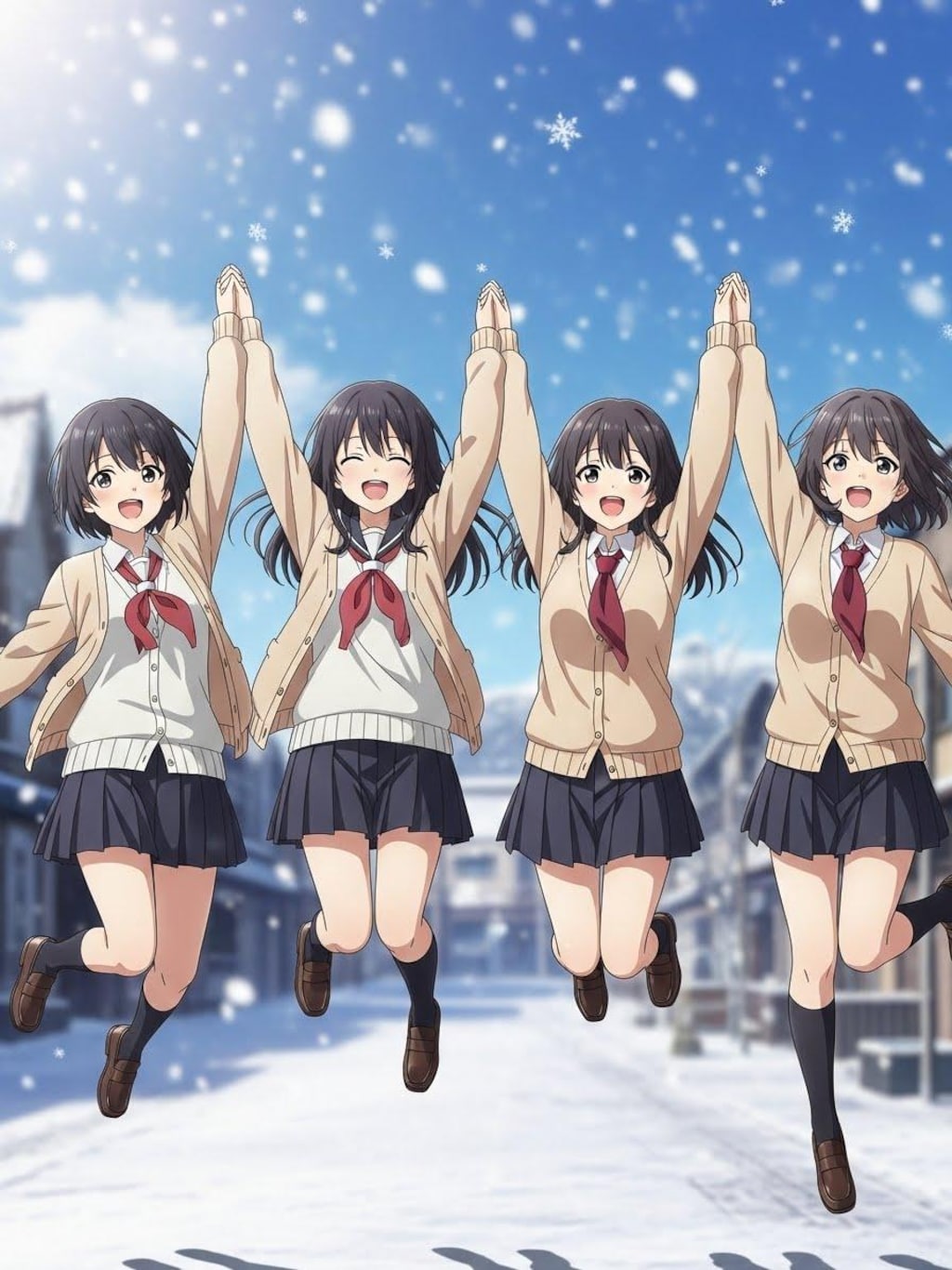 雪にはしゃぐ女子高生⑤