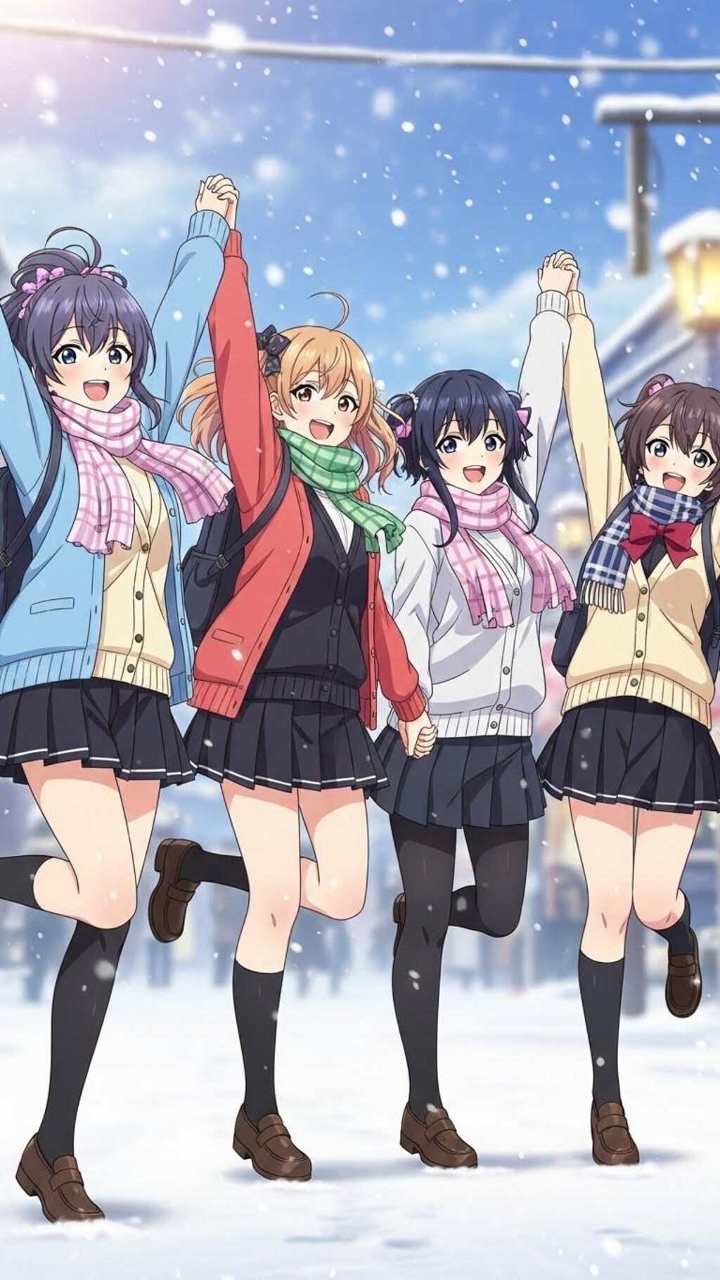 雪にはしゃぐ女子高生⑤