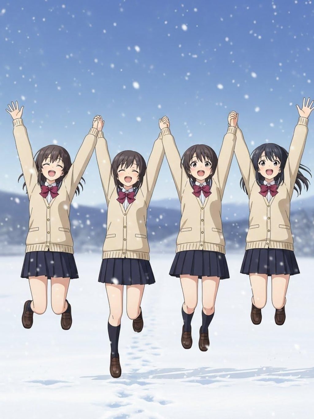 雪にはしゃぐ女子高生⑤