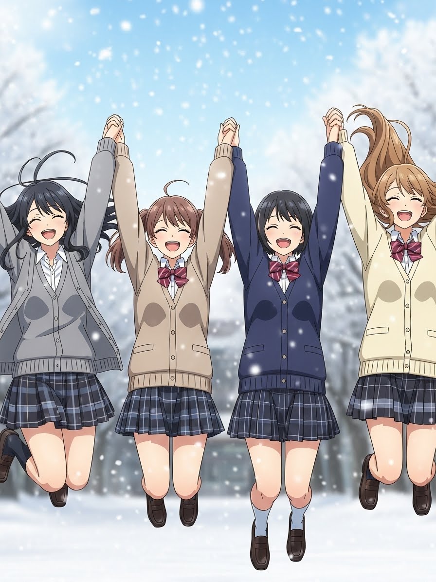 雪にはしゃぐ女子高生⑤ | の人気AIイラスト・グラビア