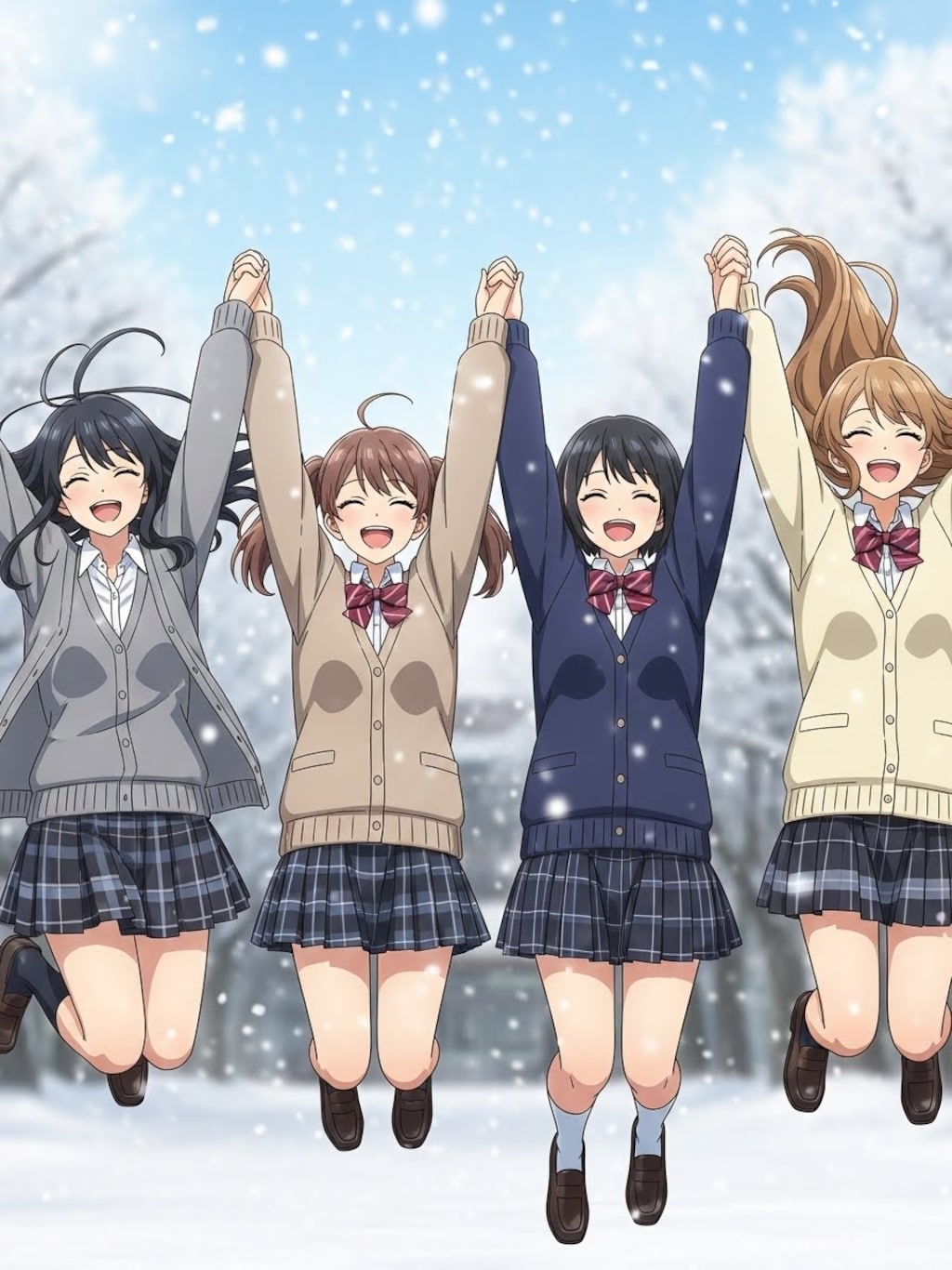 雪にはしゃぐ女子高生⑤