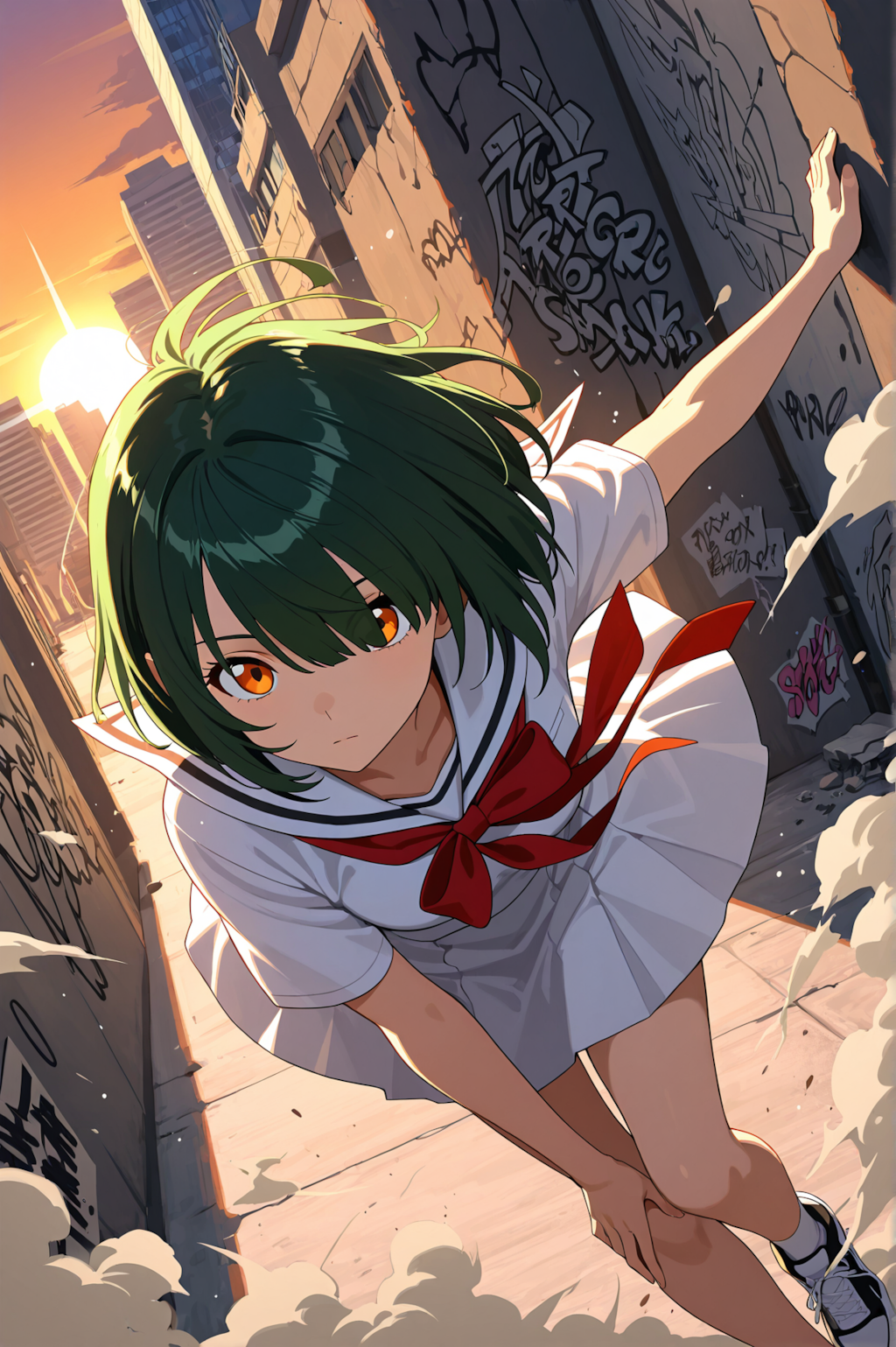 ストリートダンスする目隠れボブ子