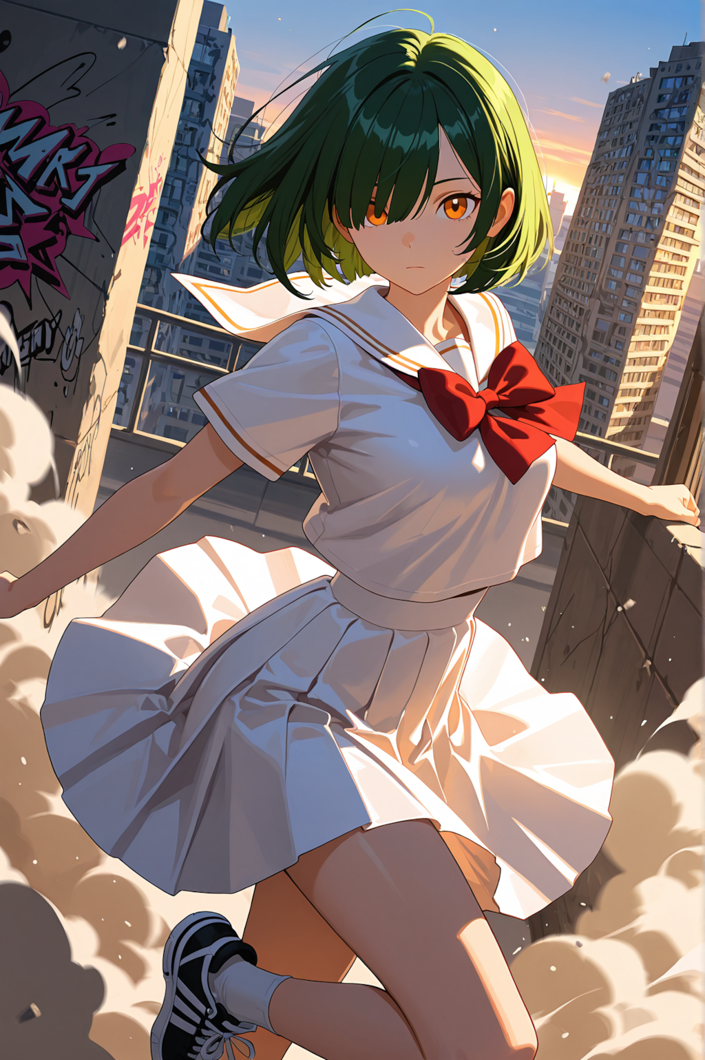 ストリートダンスする目隠れボブ子