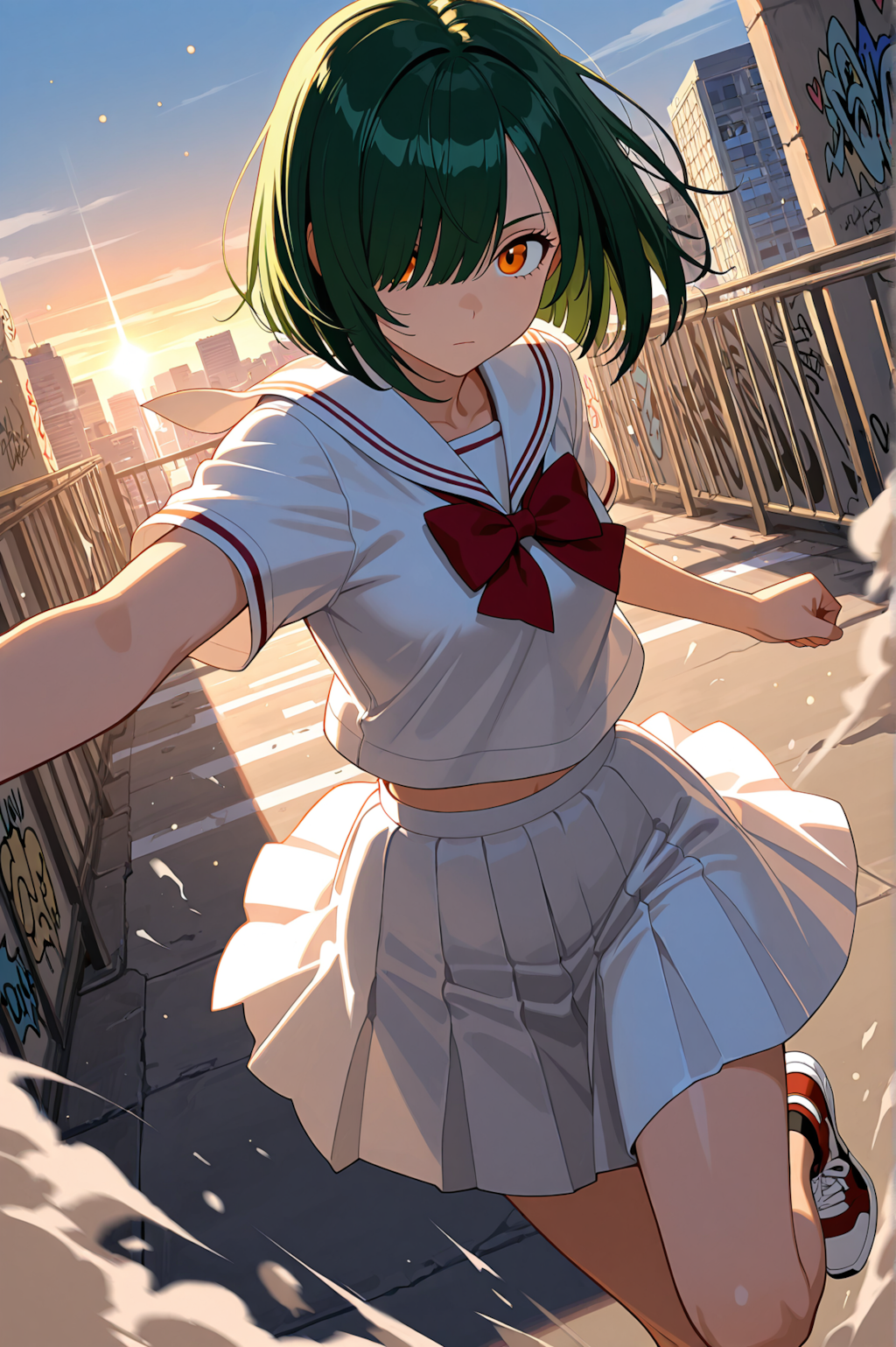 ストリートダンスする目隠れボブ子