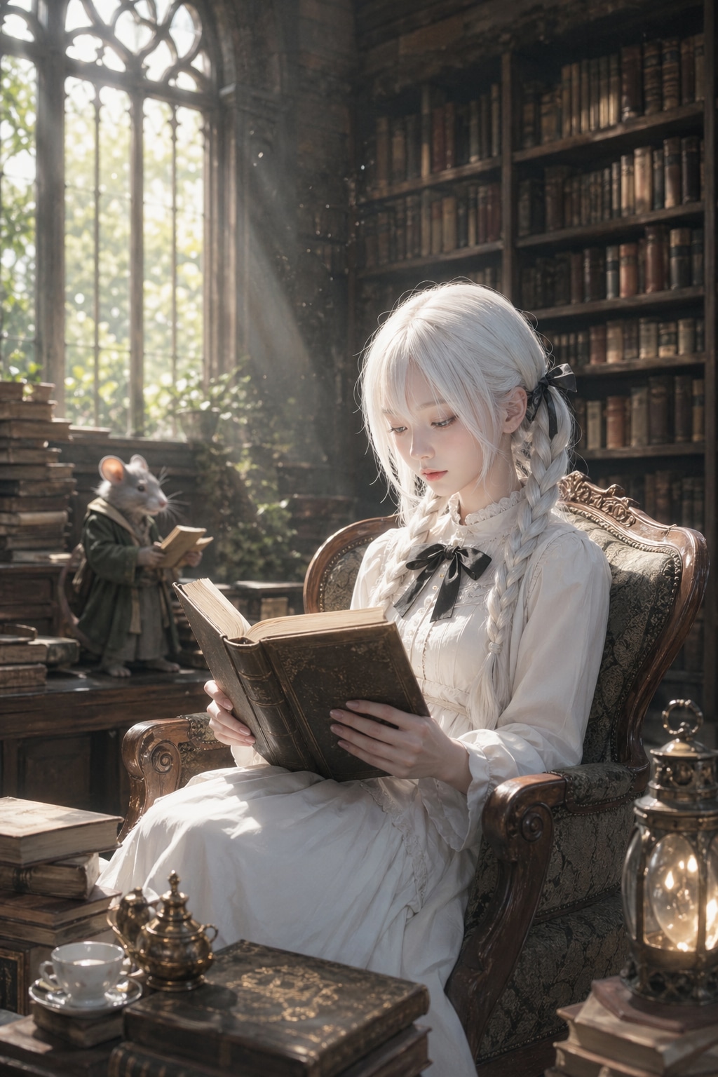 図書館で本を読む人