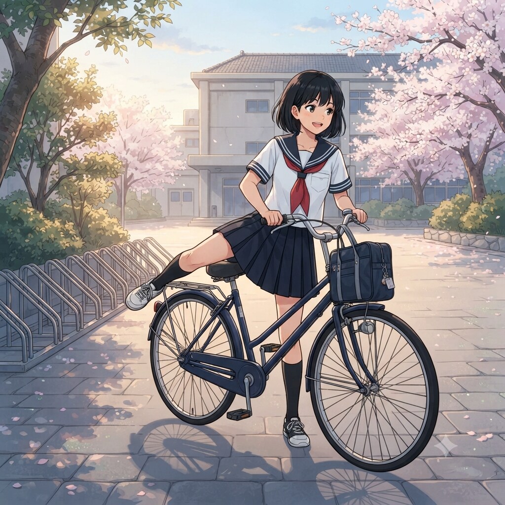 自転車に乗る少女 | の人気AIイラスト・グラビア