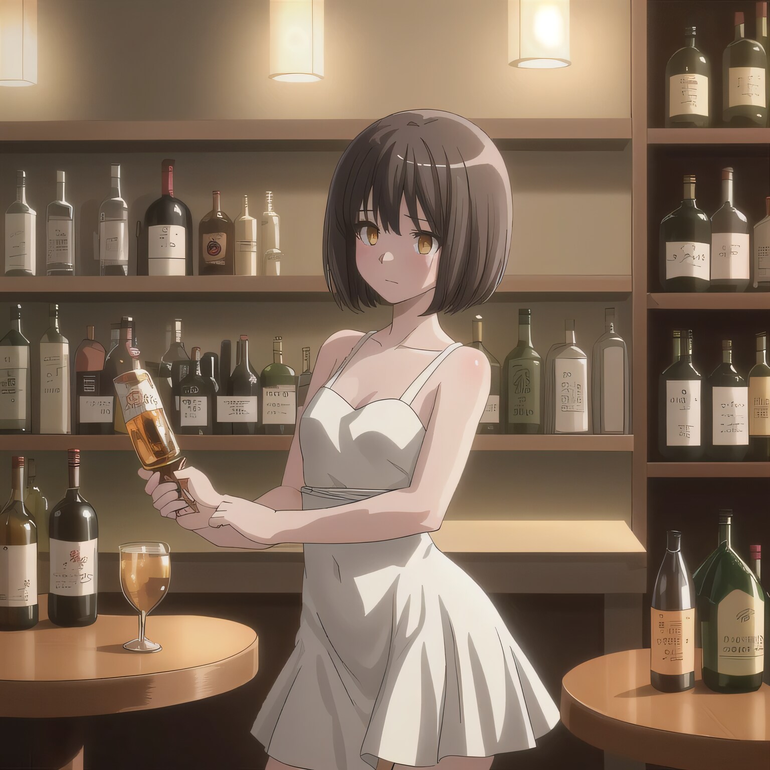 黒髪ボブで酒場の少女４ | の人気AIイラスト・グラビア