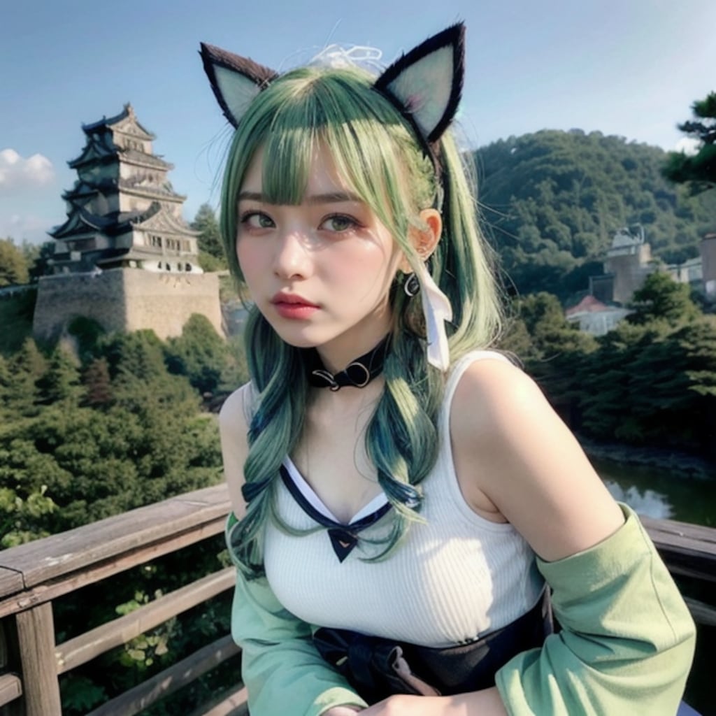 お城と犬ちゃん