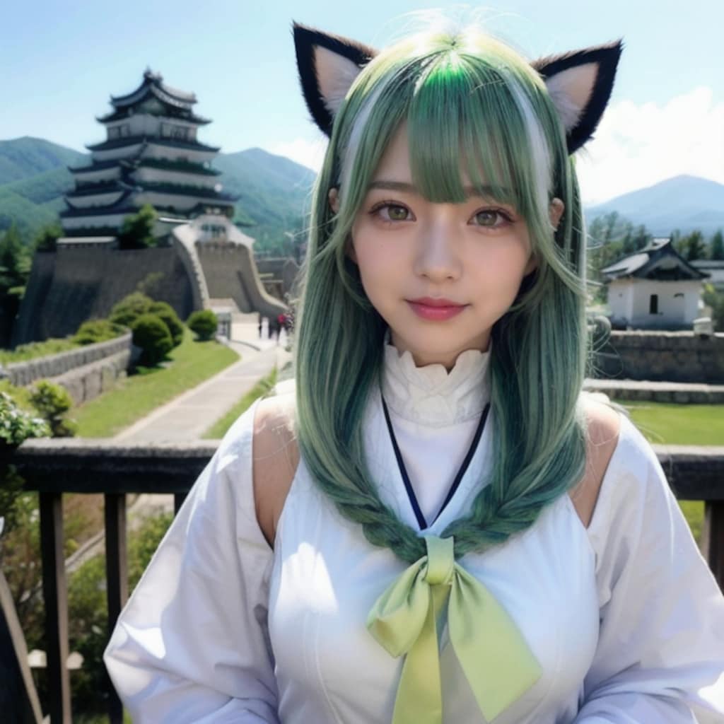 お城と犬ちゃん