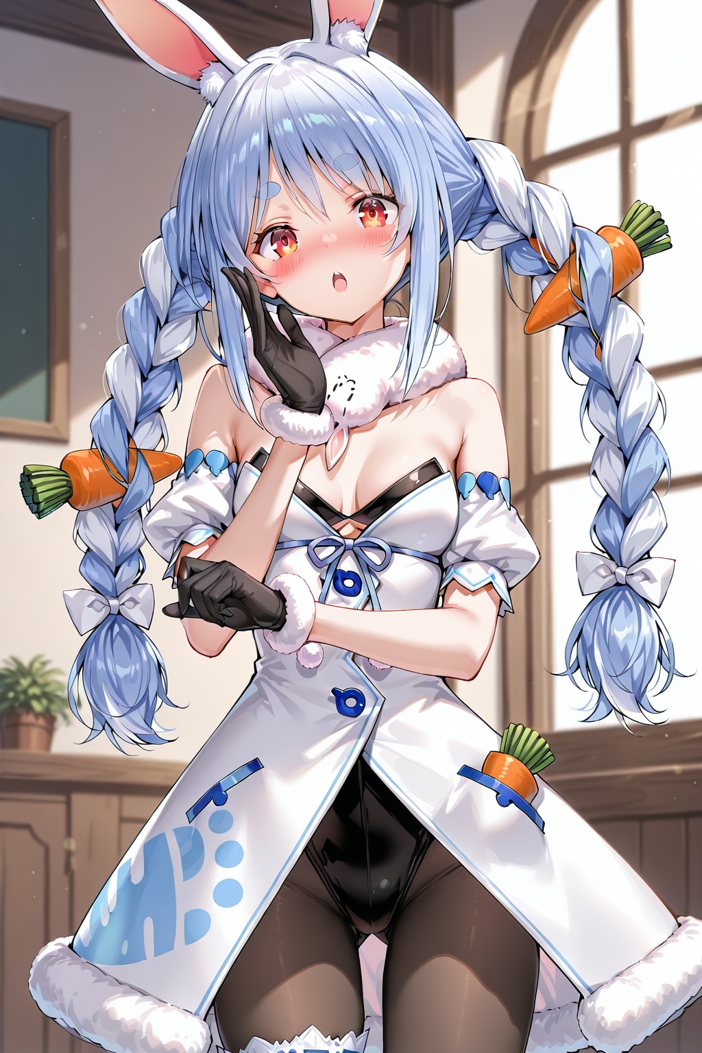 兎田ぺこら＆ぺこらママも親子揃って眼鏡三つ編み