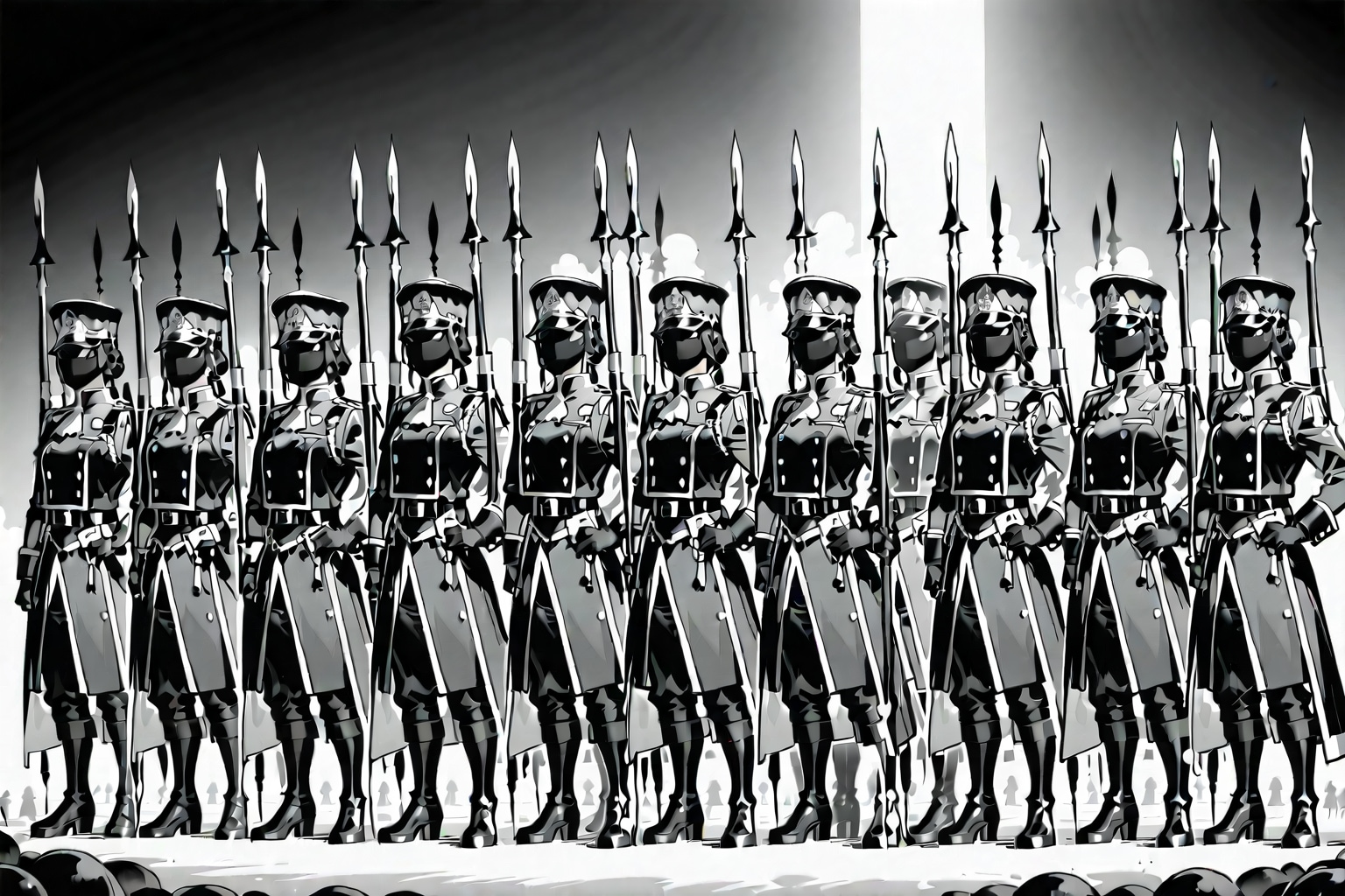 槍隊行進 | の人気AIイラスト・グラビア