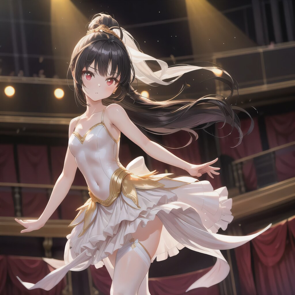 黒髪ポニテでバレエの少女