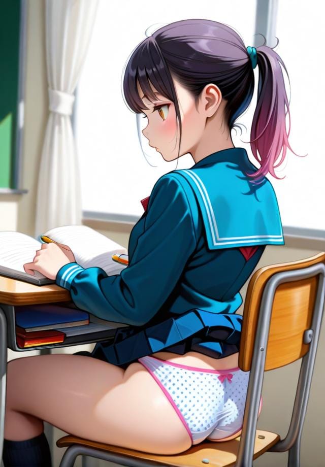 前の席の女子のスカートが捲れ上がっているのだが…。 #4