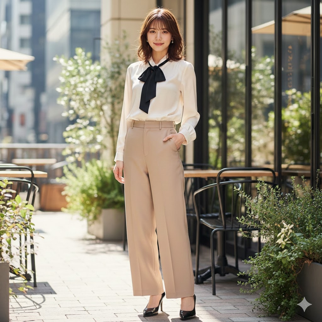 ワイドパンツ女子001《オフィスカジュアル》 | の人気AIイラスト・グラビア