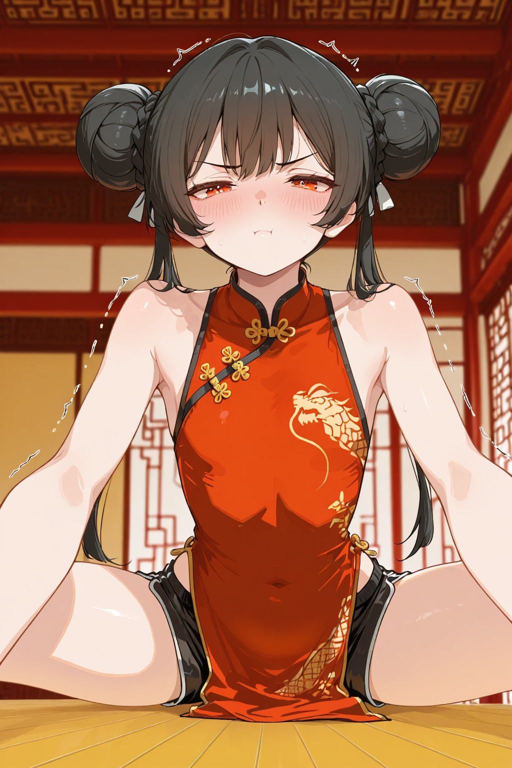 チャイナ娘とストレッチ