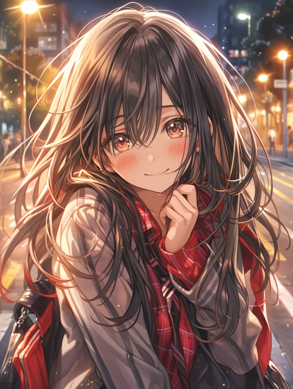 交差点と女の子