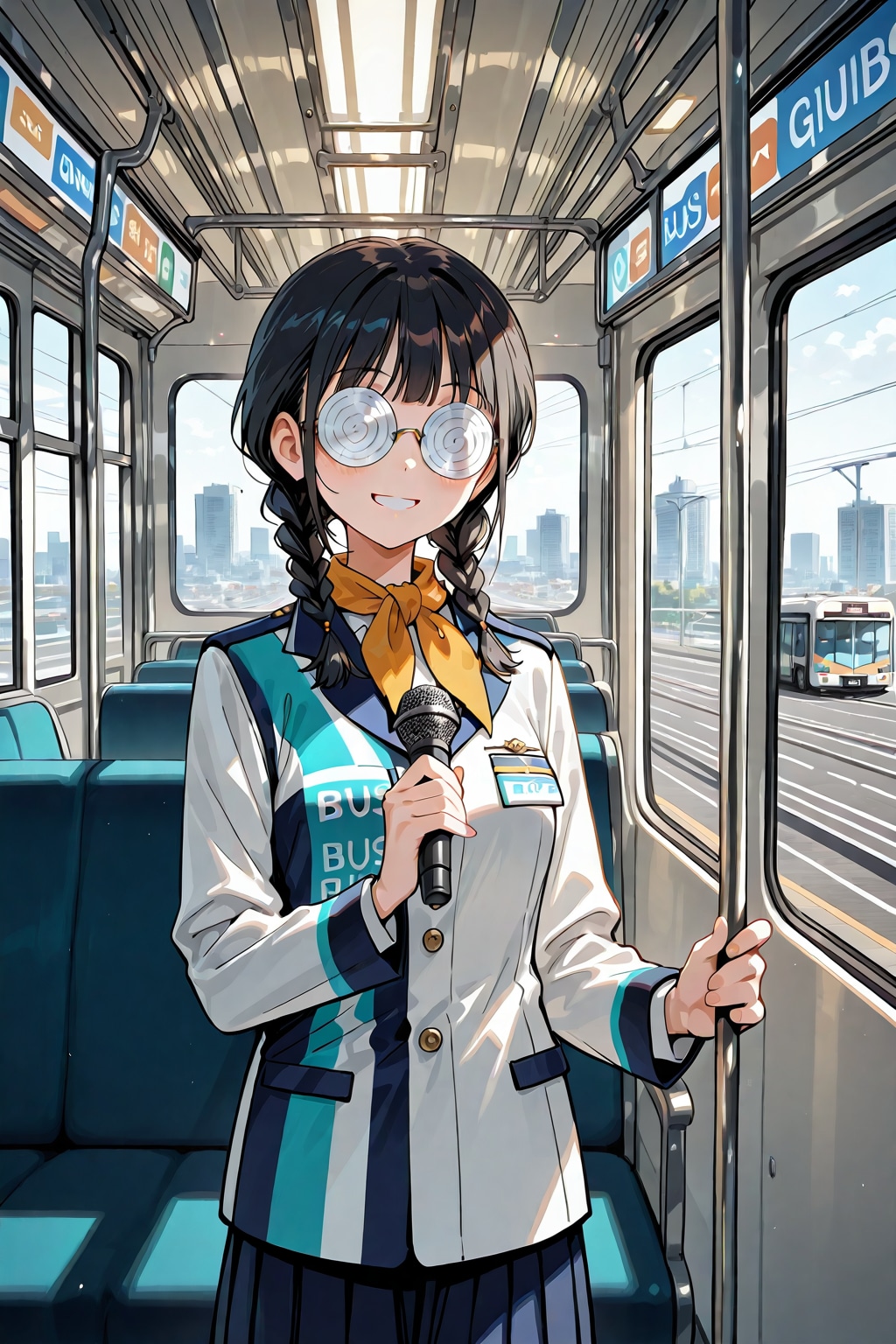 バスガイド研究者おさげちゃん | の人気AIイラスト・グラビア