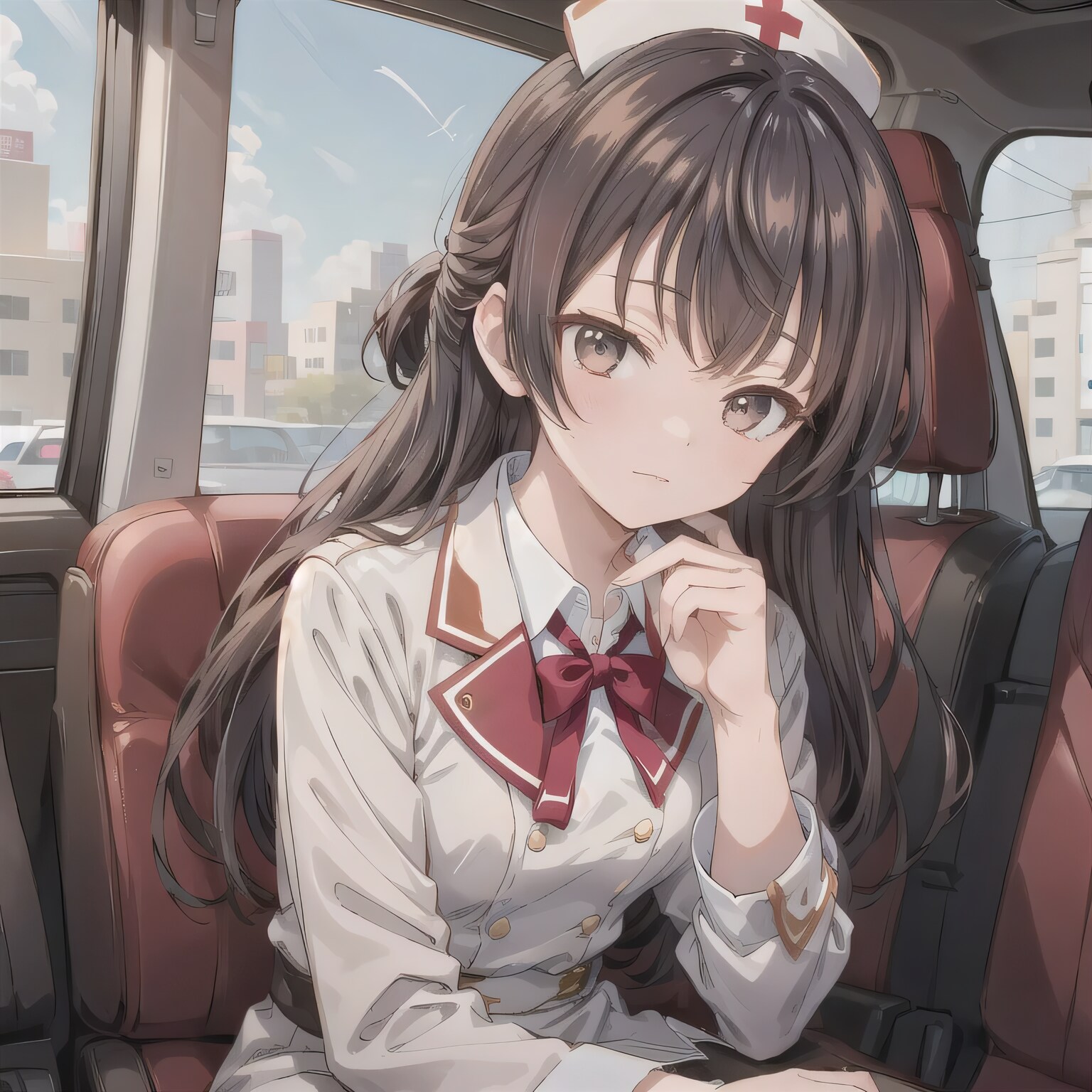 黒髪ロングで車内の少女４ | の人気AIイラスト・グラビア