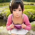 胸元を広げて見せてくれる少女 3枚目
