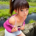 胸元を広げて見せてくれる少女 5枚目