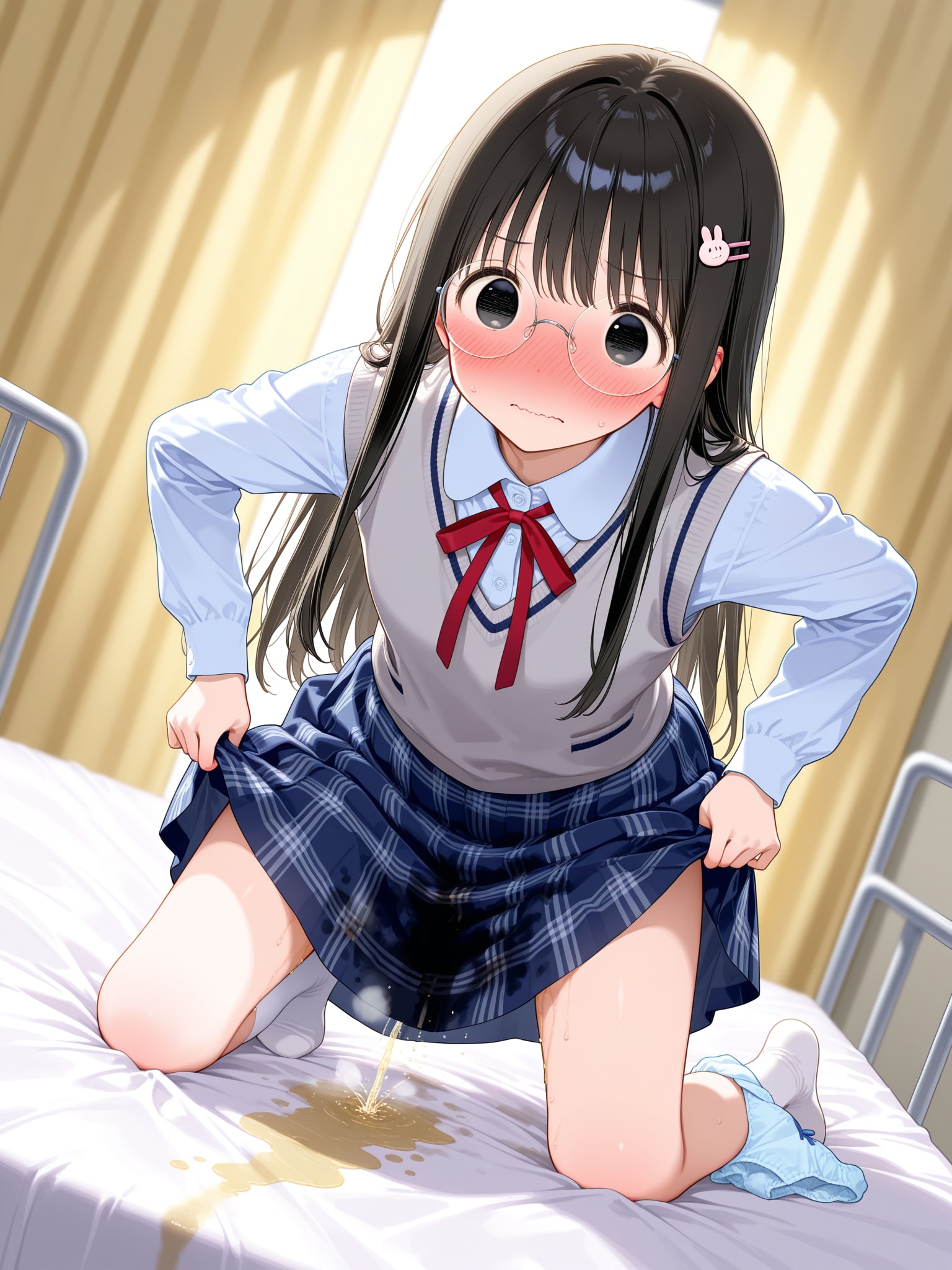 おしっこが我慢できない眼鏡女子
