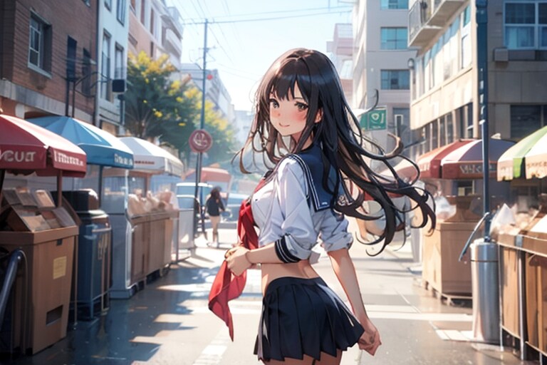 変形学生服　「へそ出しルックかわいいでしょ」でもそれじゃ、コスプレじゃないかな？