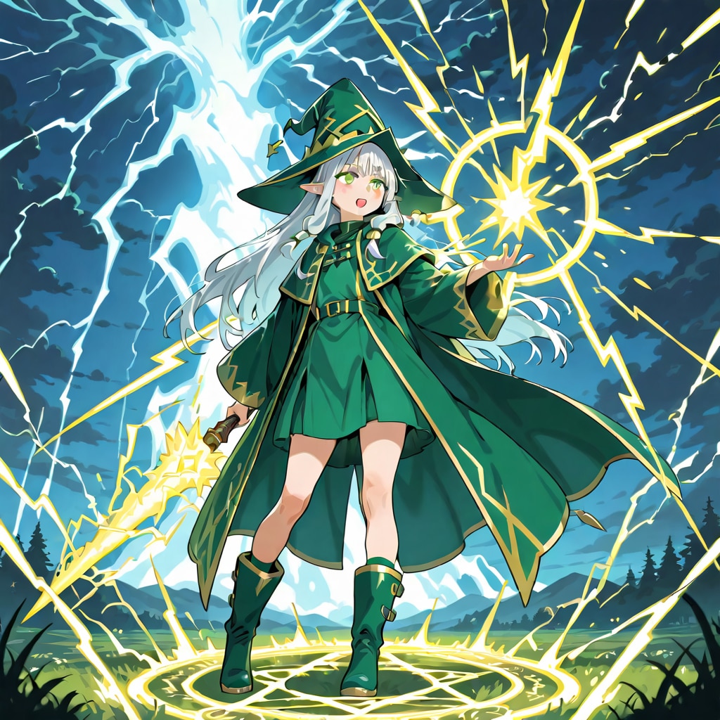 轟雷の魔術と銀髪エルフの女の子