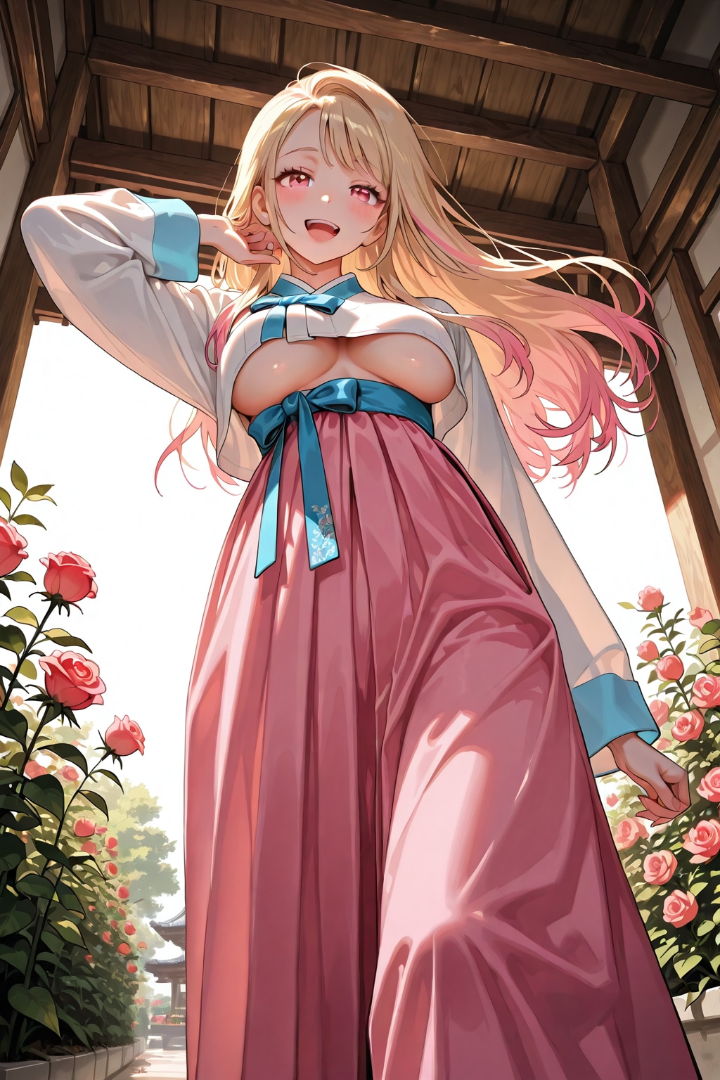 バラ園を歩く愛桜ちゃん