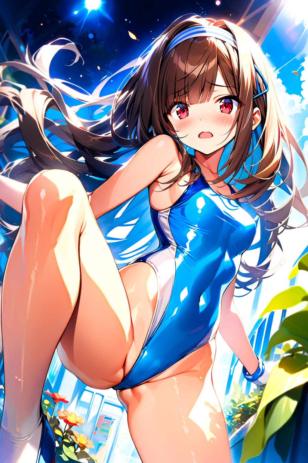 黒髪地味っ子の競泳水着ヒロインちゃん