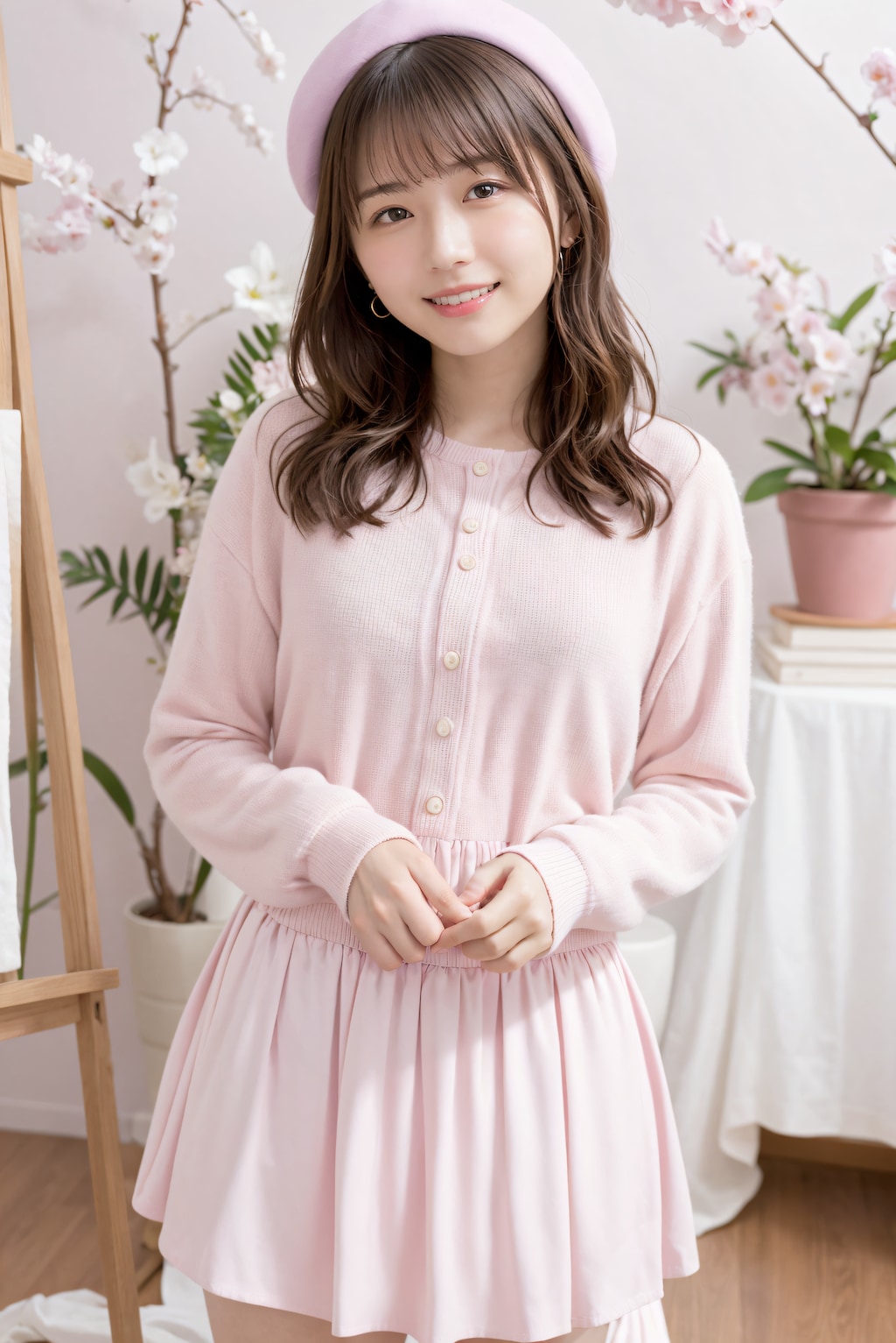 ピンクの服の女性