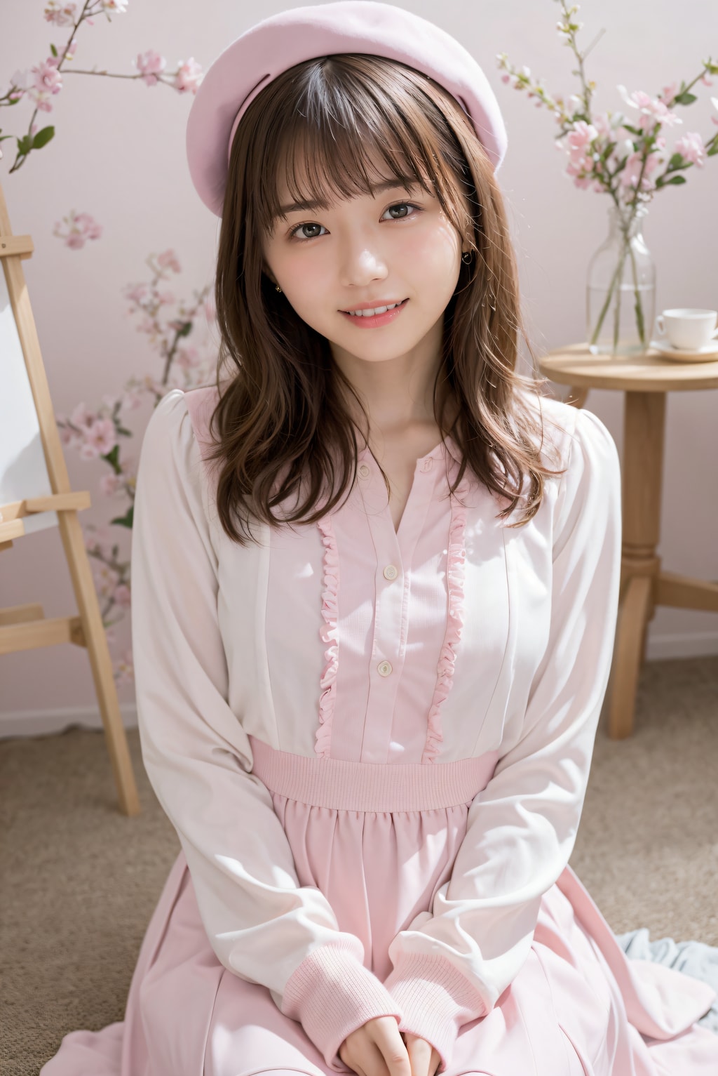 ピンクの服の女性